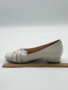 Maiyang Ivory Square Toe Cutout Slip on Pumps Low Chunky Block Heel Classic Shoe